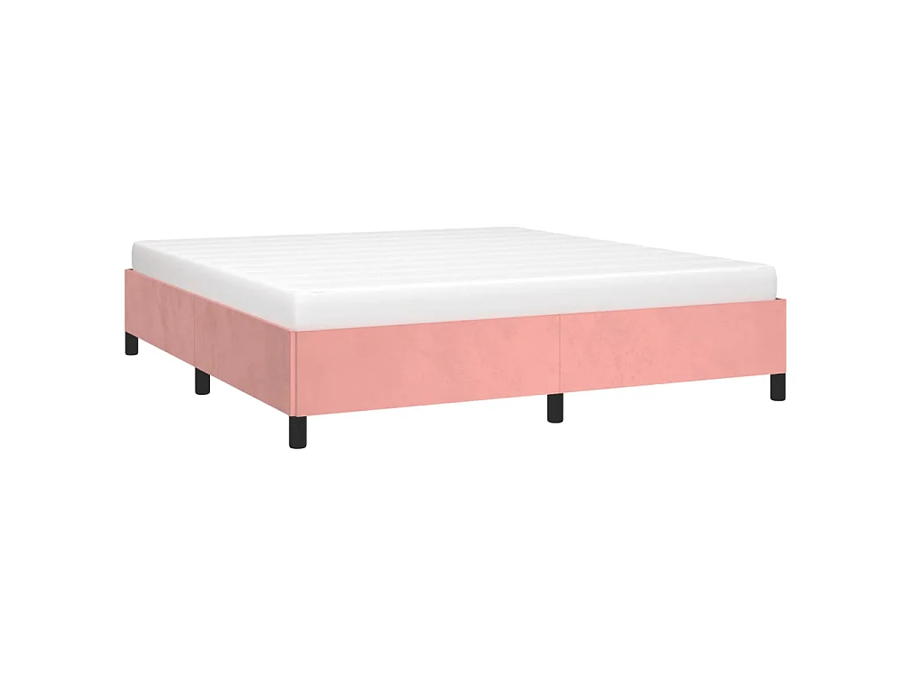Cama 160x200 cm de terciopelo rosa ES98986