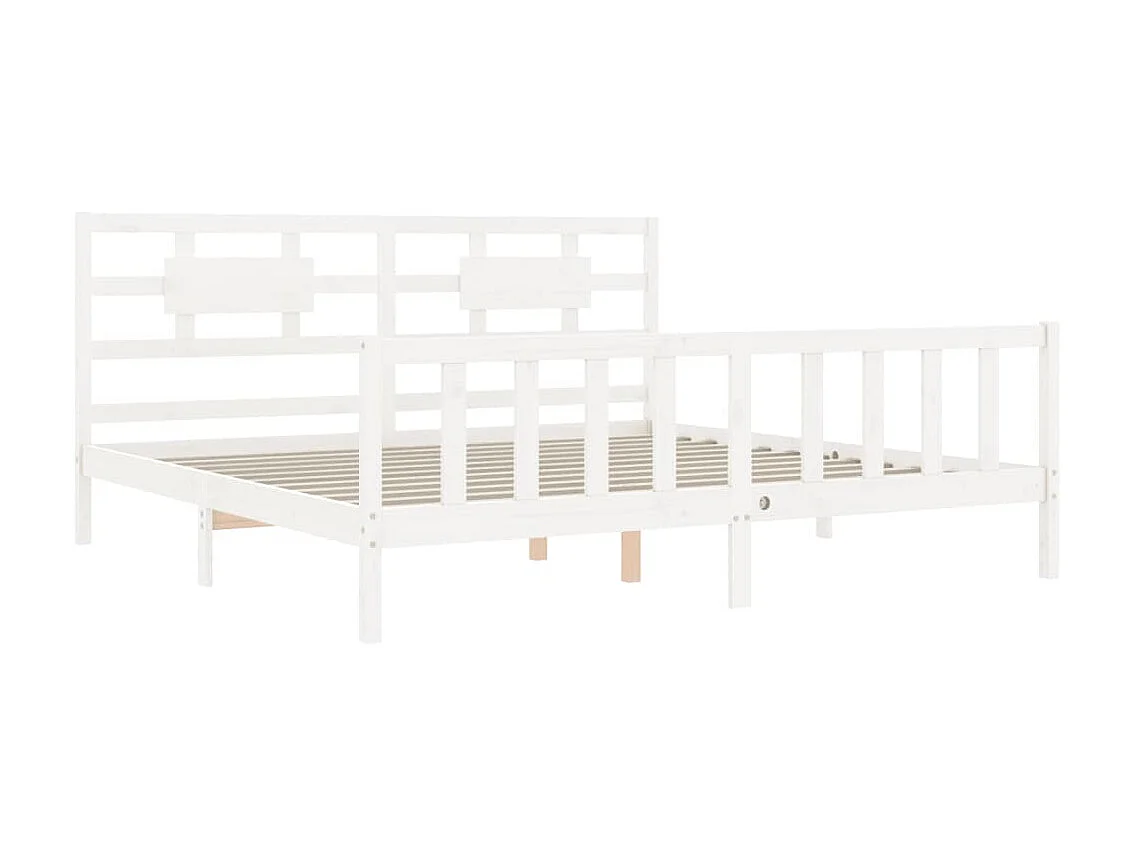Lit-180x200 cm avec tête de lit blanc Super King Size bois massif EGGB48524