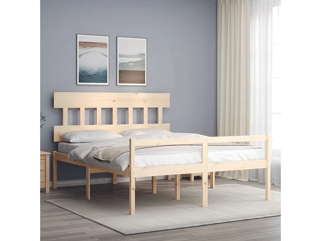 Cama para idosos com cabeceira 160x200 cm madeira maciça PT432342