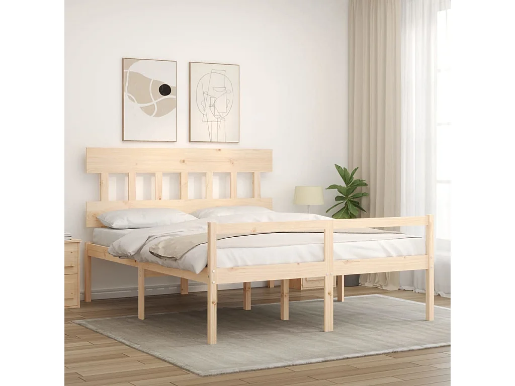 Cama para idosos com cabeceira 160x200 cm madeira maciça PT432342