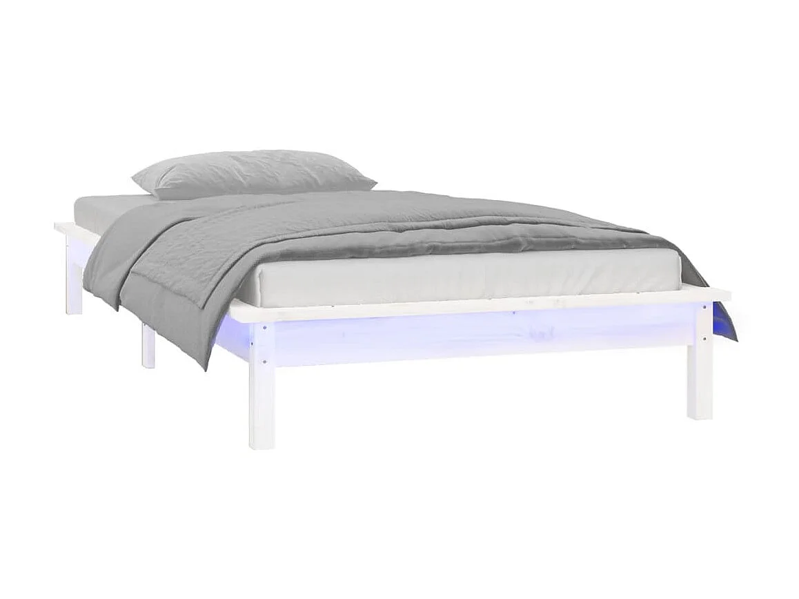 Lit-75x190 cm à LED blanc petit simple bois massif EGGB42460