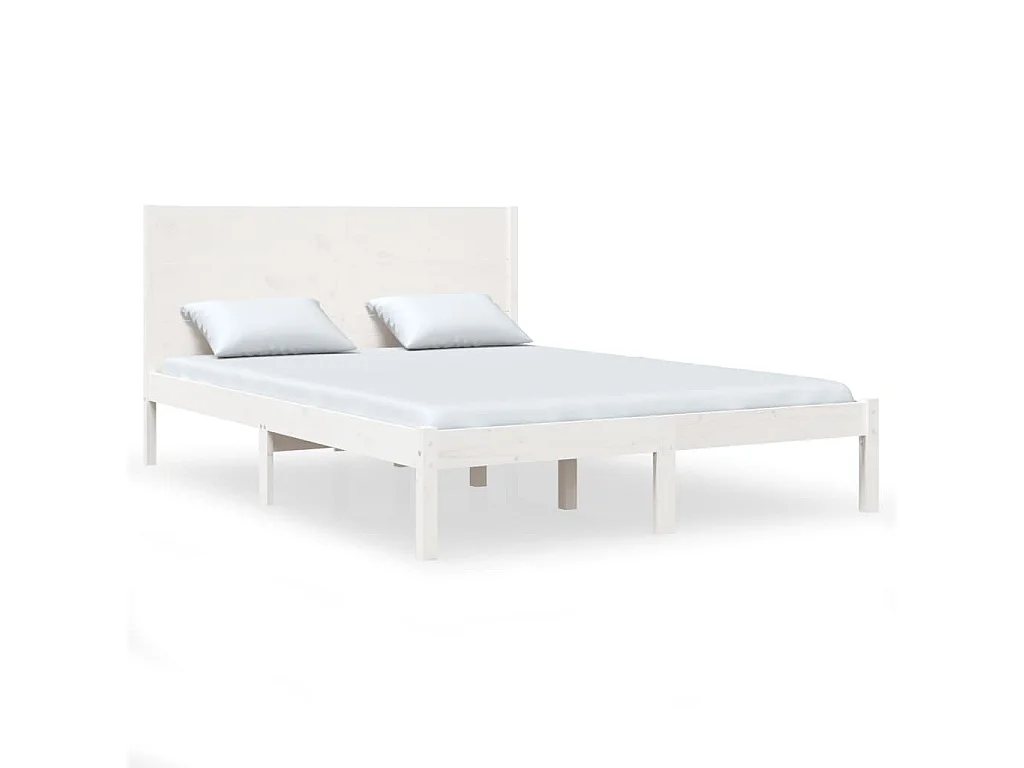 Lit-140x200 cm Blanc Bois de pin massif EGGB88876