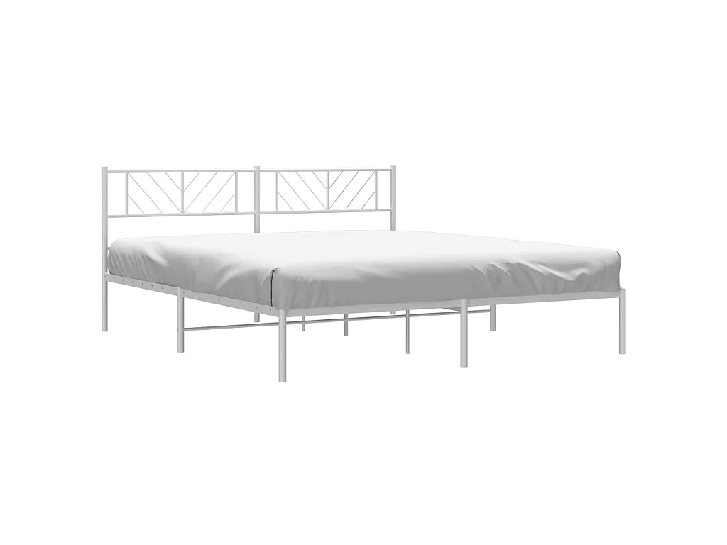 Lit-193x203 cm métal avec tête de lit blanc EGGB38501