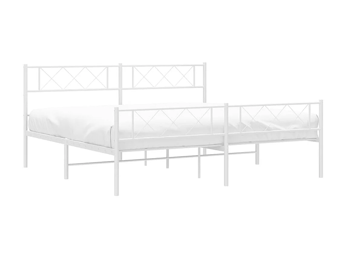Cama 180x210 cm metal con cabecero y pie cama blanco ES27959