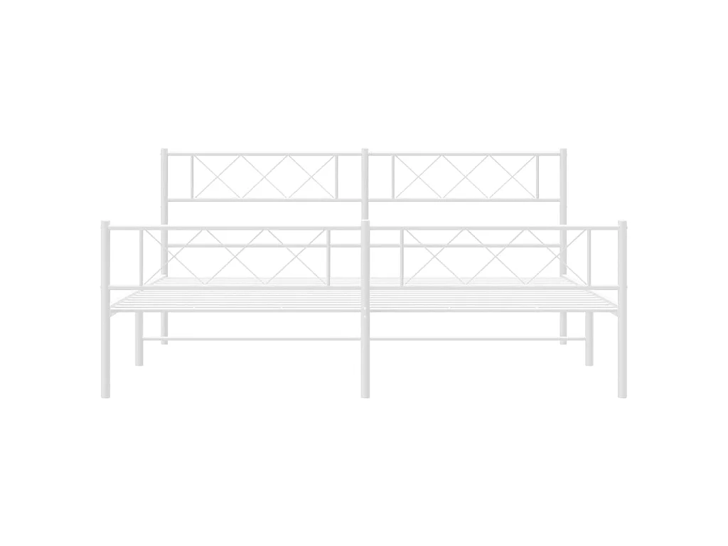 Cama com cabeceira e pés 183x213 cm metal branco PT848486
