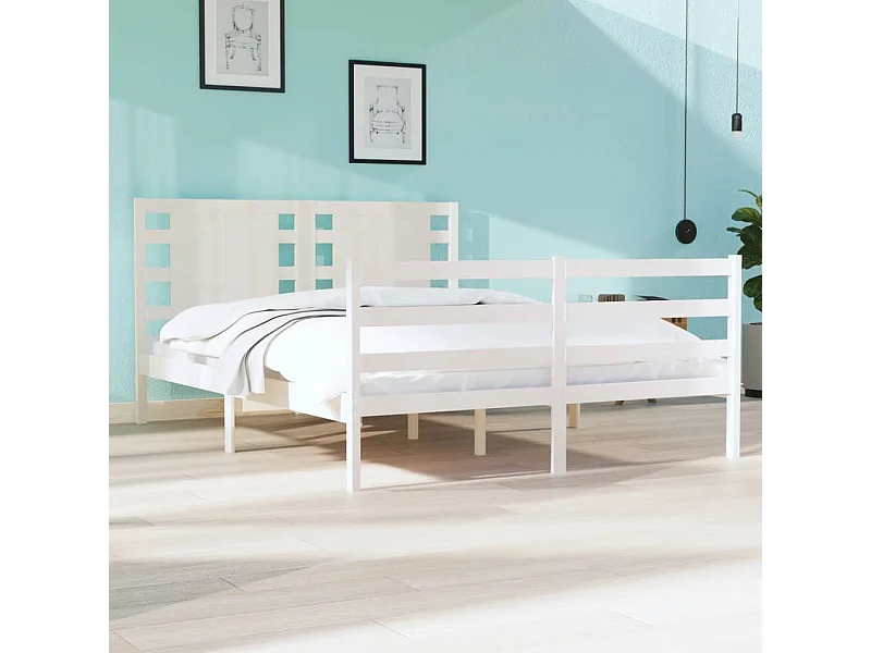 Cama 120x190 cm madera maciza pino blanco ES42079
