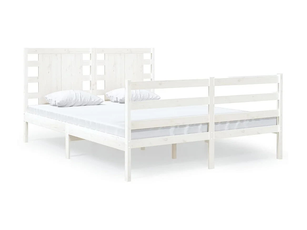 Lit-120x190 cm Blanc Bois de pin massif Petit Double EGGB74065
