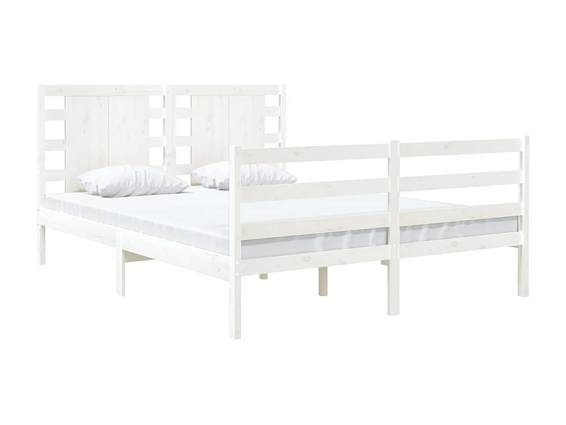 Cama dupla pequena 120x190 cm pinho maciço branco PT125788