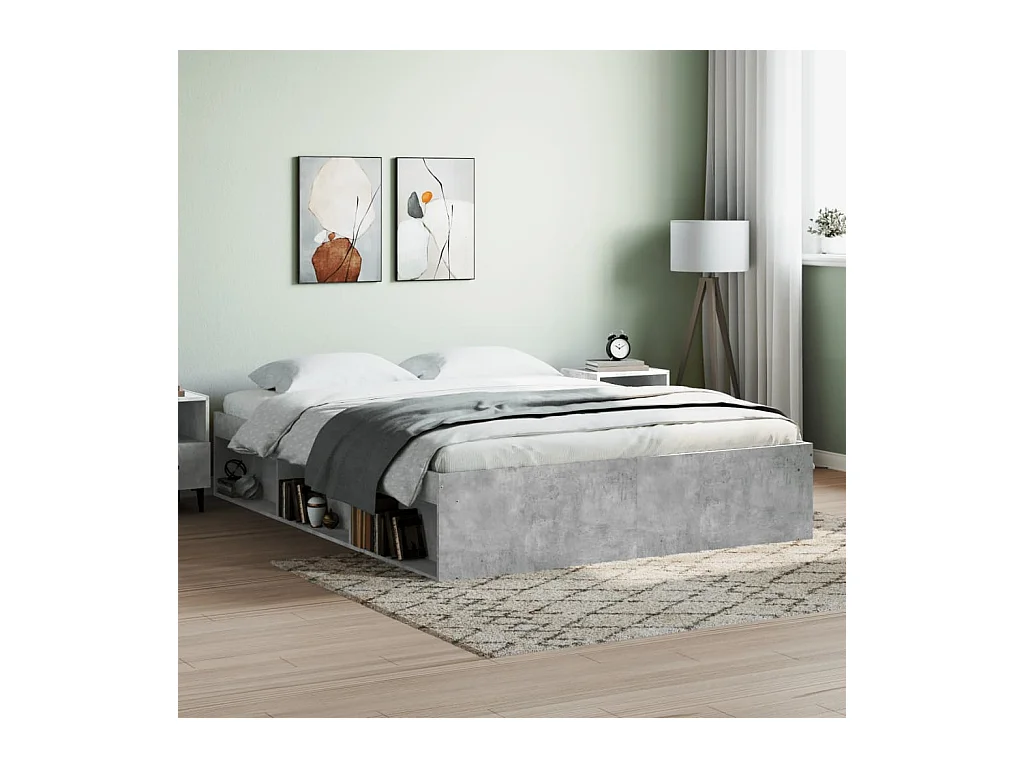 Cama 150x200 cm gris hormigón ES89708