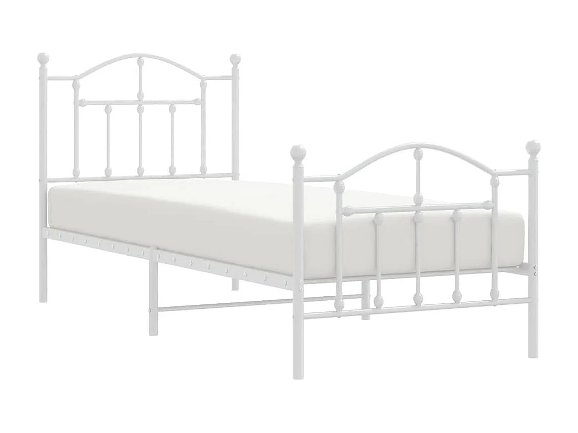 Cama com cabeceira e pés 90x190 cm metal branco PT990093