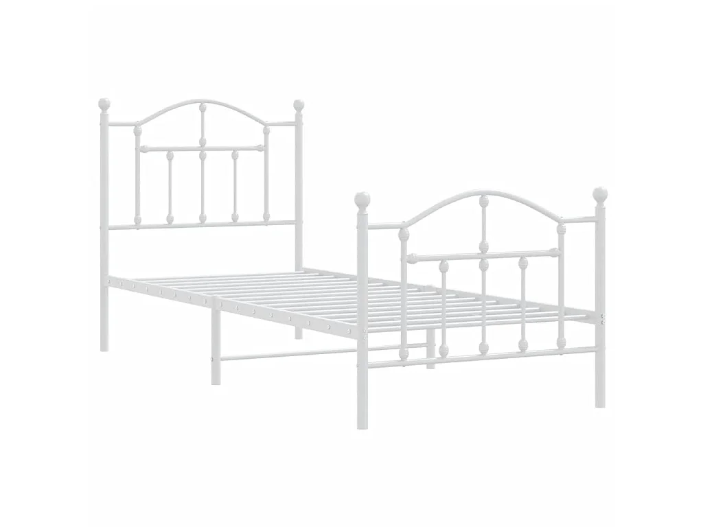 Cama com cabeceira e pés 90x190 cm metal branco PT990093