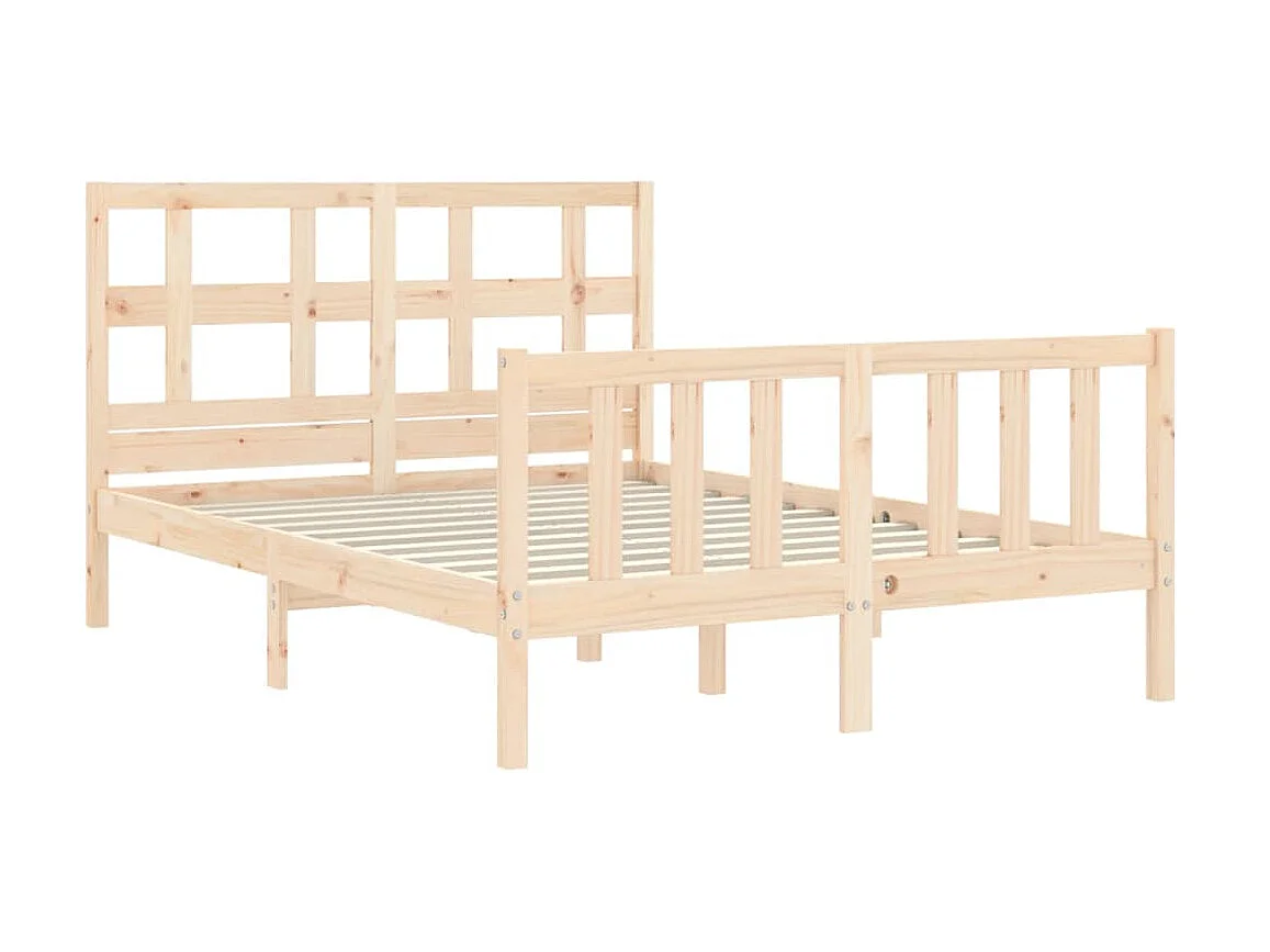 Lit-135x190 cm avec tête de lit double bois massif EGGB20934