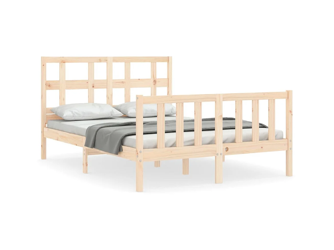 Lit-135x190 cm avec tête de lit double bois massif EGGB20934