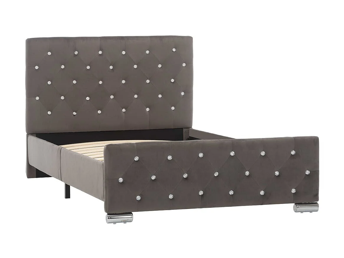 Cama 100x200 cm veludo cinzento PT402420