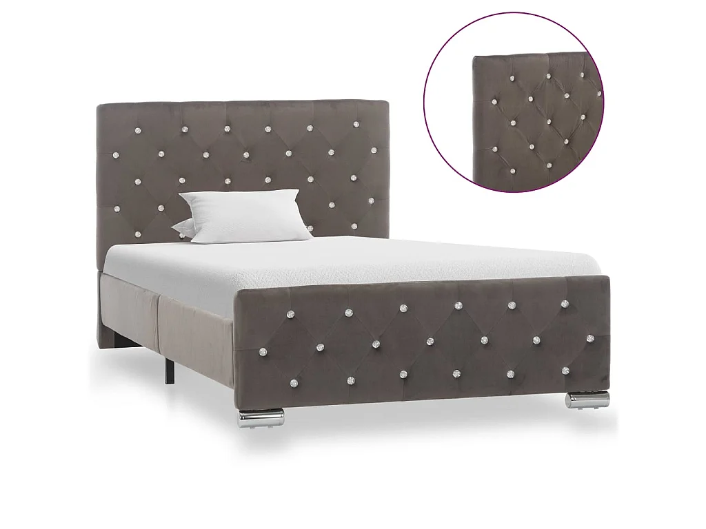 Cama 100x200 cm veludo cinzento PT402420