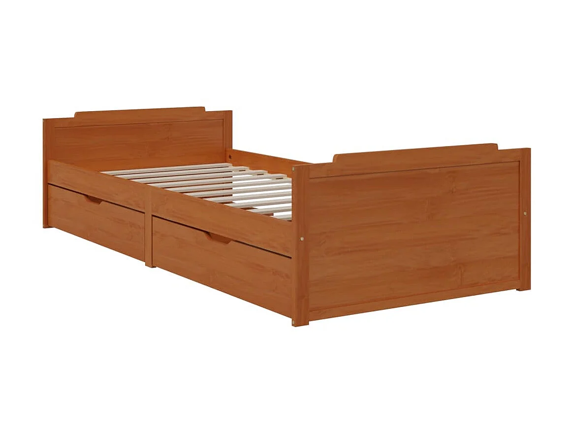 Estructura cama cajones madera maciza de pino marrón 90x200 cm ES457409