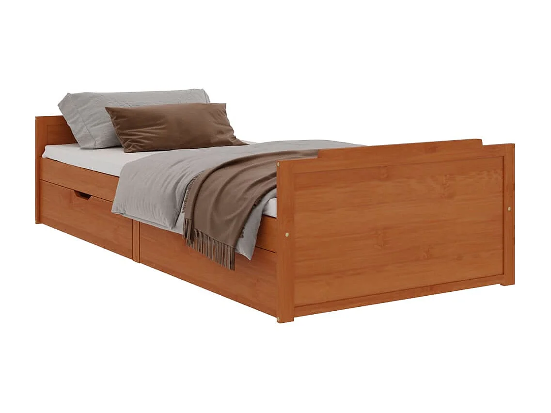 Lit-90x200 cm avec tiroirs Marron miel Pin massif EGGB99436