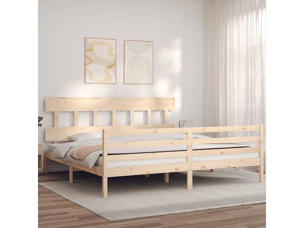 Lit-200x200 cm avec tête de lit bois massif EGGB80130