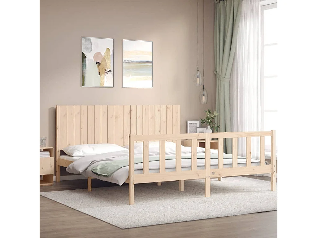 Bedframe met hoofdbord massief hout NL14326