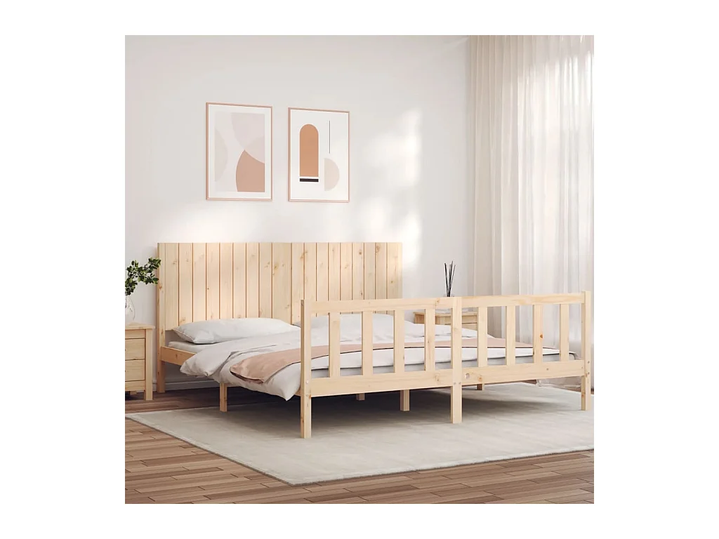 Lit-180x200 cm avec tête de lit super king bois massif EGGB62227