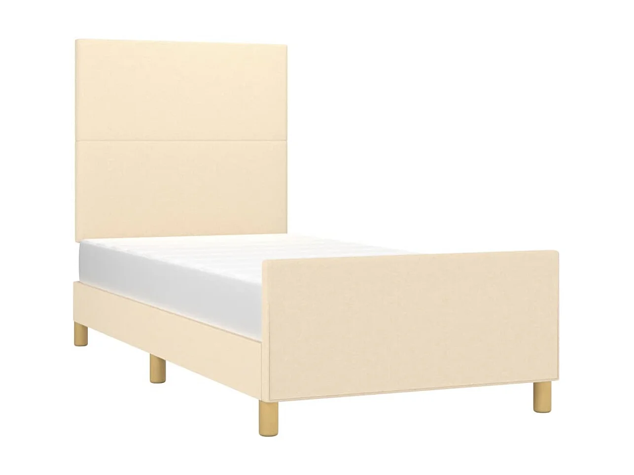 Cama c/ cabeceira tecido cor creme 90x190 cm PT687638