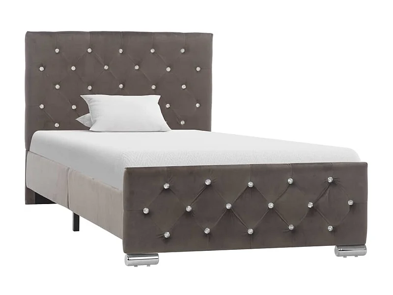 Cama 90x200 cm veludo cinzento PT509610