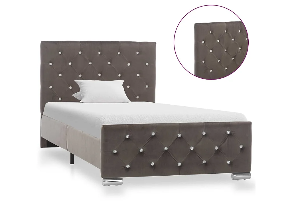 Lit-90x200 cm Gris Velours EGGB31456