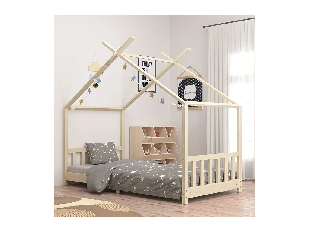 Lit-90x200 cm d'enfant Bois de pin massif EGGB24754