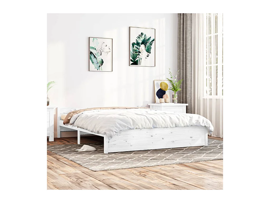 Lit-180x200 cm Blanc Bois massif Super King EGGB36470