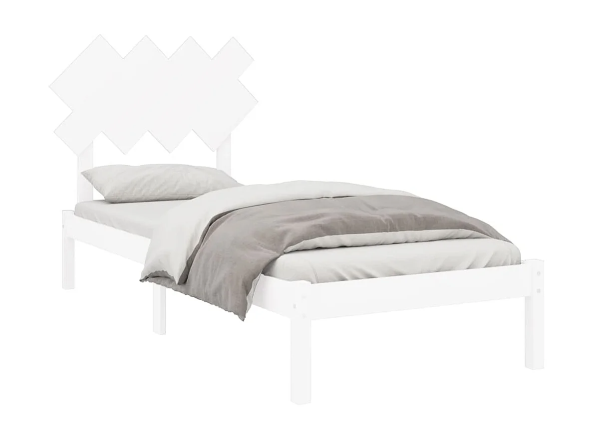 Lit-90x190 cm Blanc Simple Bois massif EGGB49925