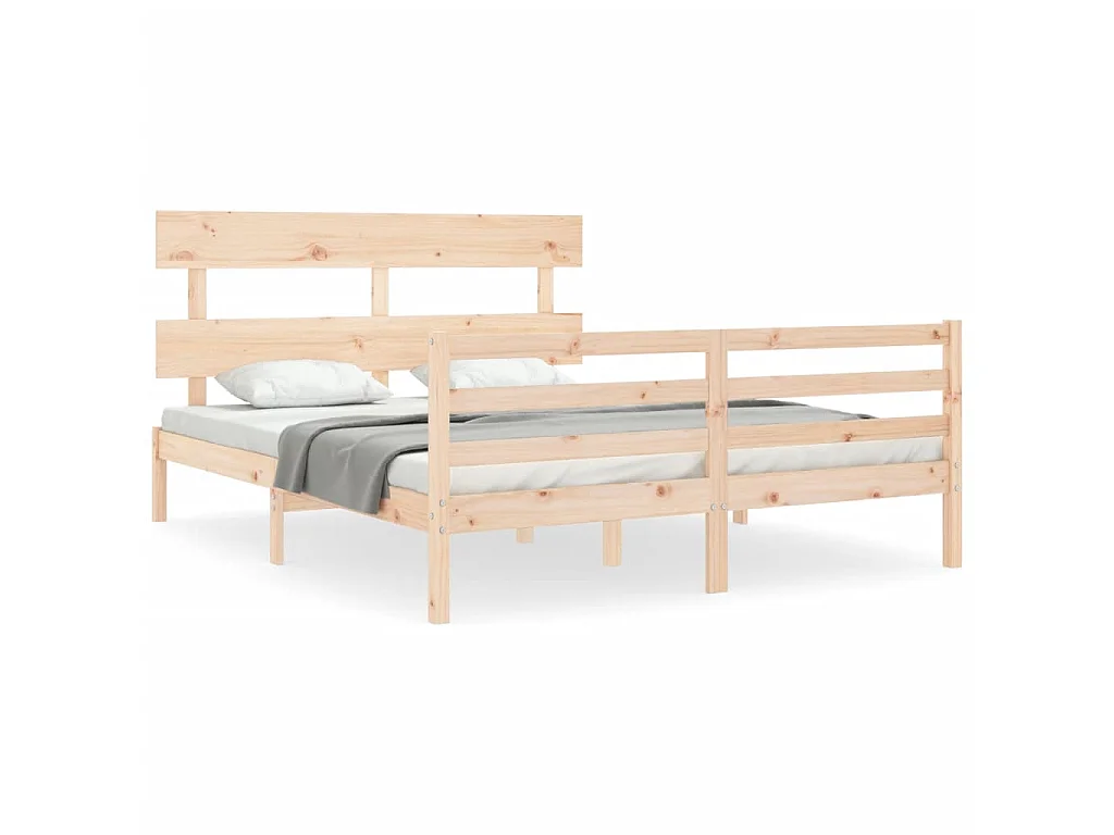 Cama com cabeceira 160x200 cm madeira maciça PT439380