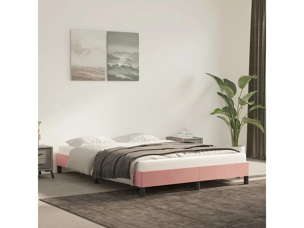 Bedframe fluweel roze 140x190 cm NL39807