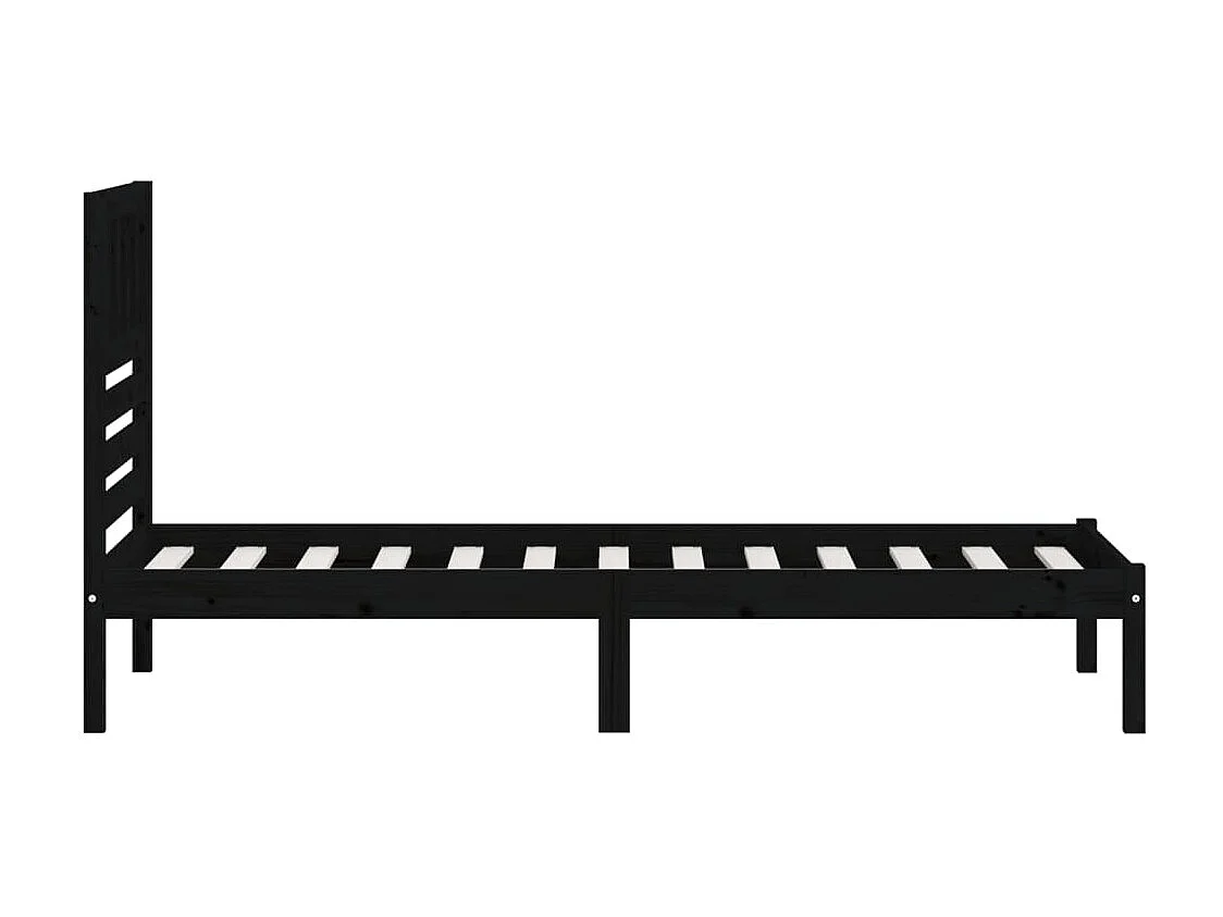 Lit-100x200 cm Noir Bois de pin massif EGGB64485