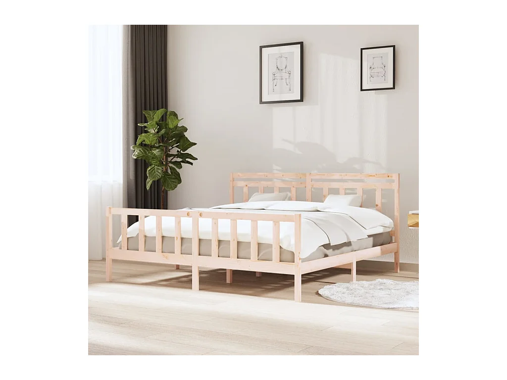 Lit-200x200 cm Bois massif EGGB47417