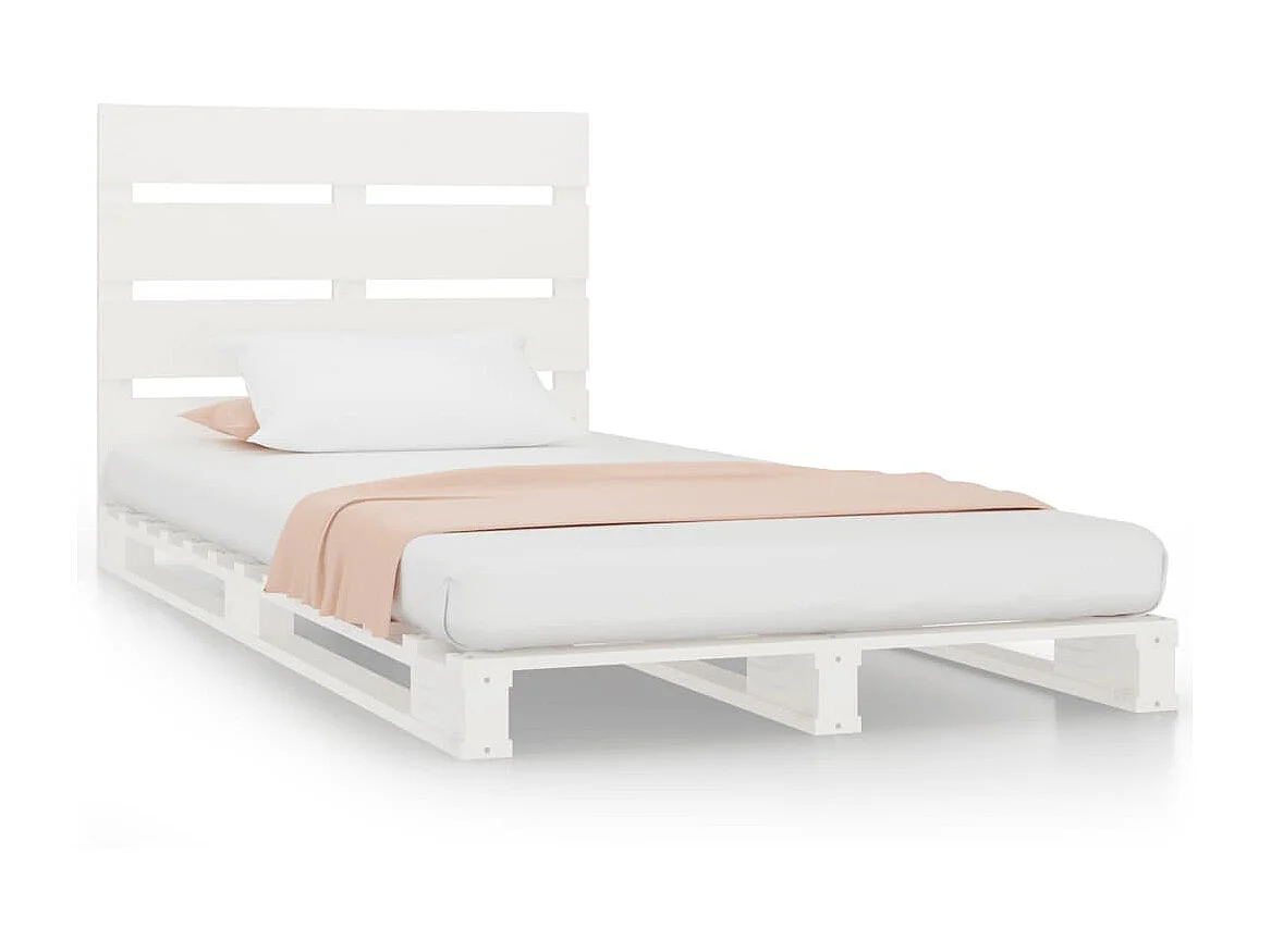 Lit-75x190 cm Blanc Bois pin massif Petit simple EGGB33280