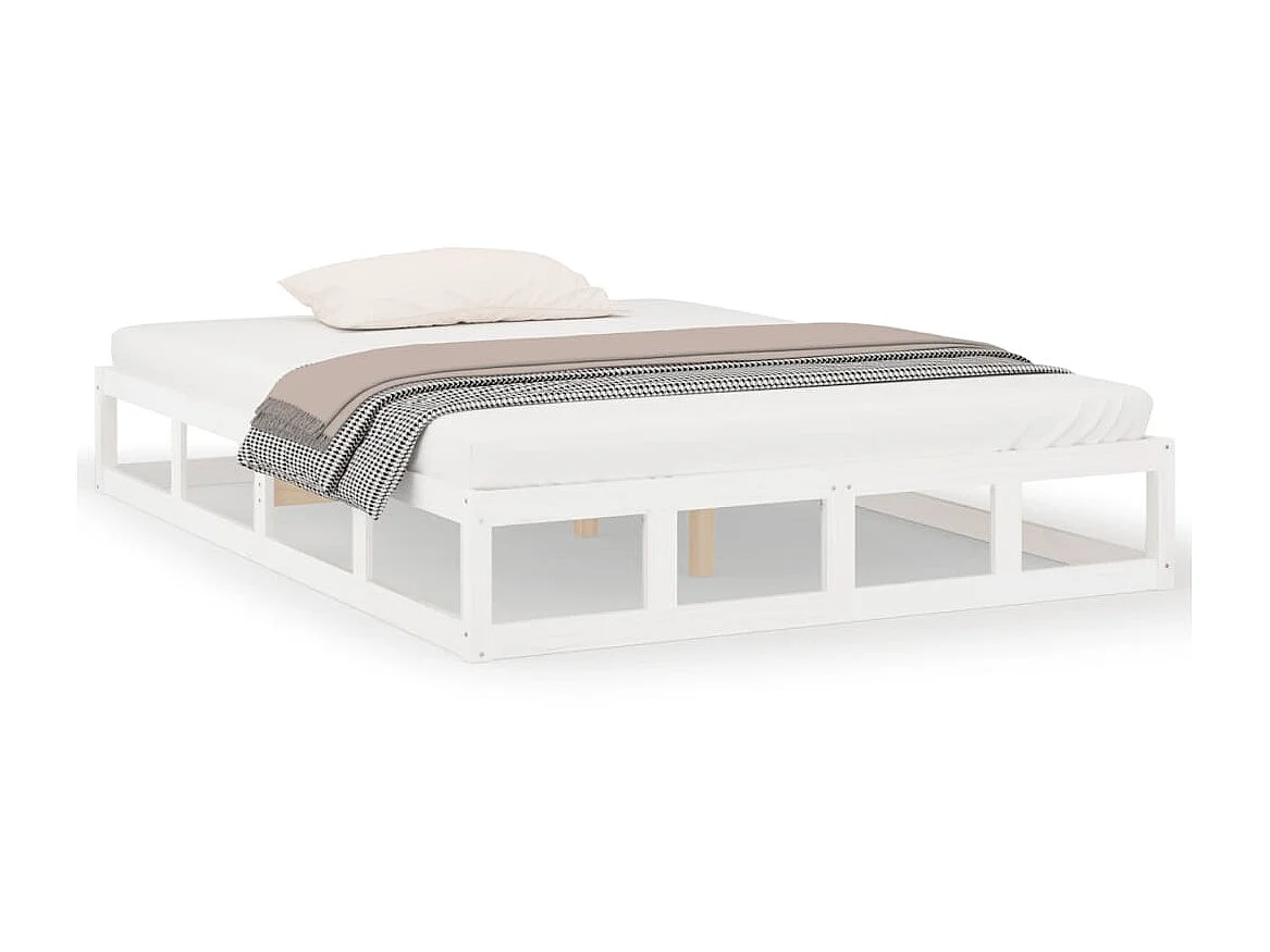 Cama 120x200 cm madeira maciça branco PT485274