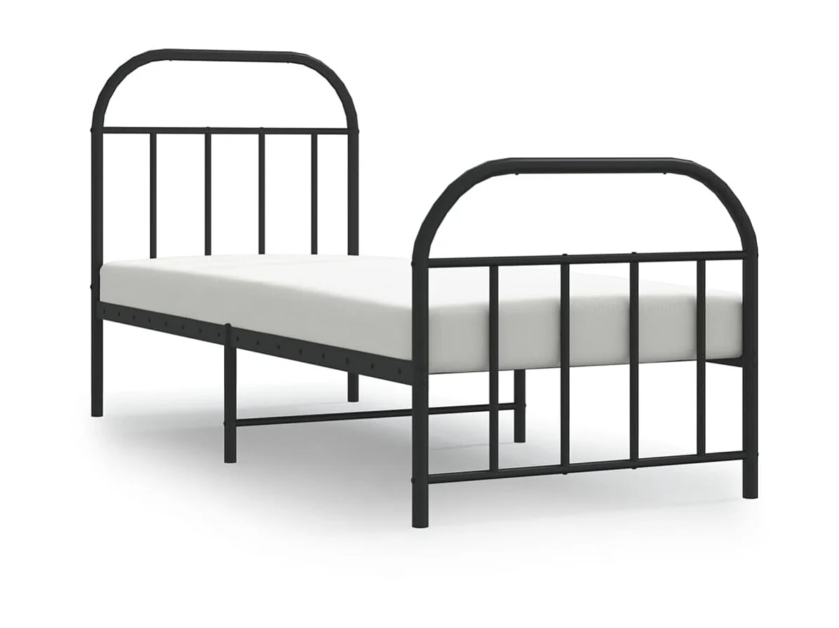 Cama 75x190 cm con cabecero y estribo metal negro ES35932