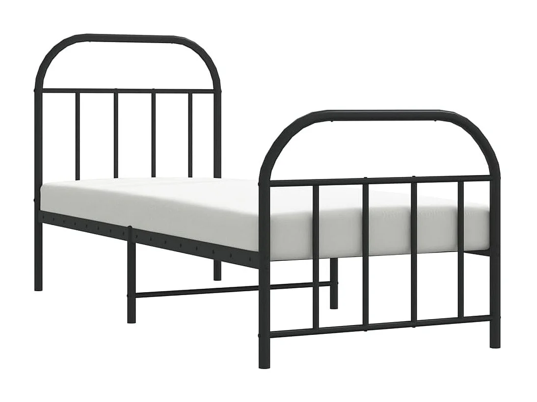 Cama 75x190 cm con cabecero y estribo metal negro ES35932