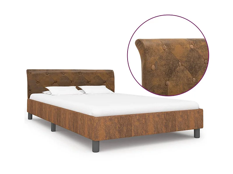 Cama 140x200 cm camurça artificial castanho PT383008