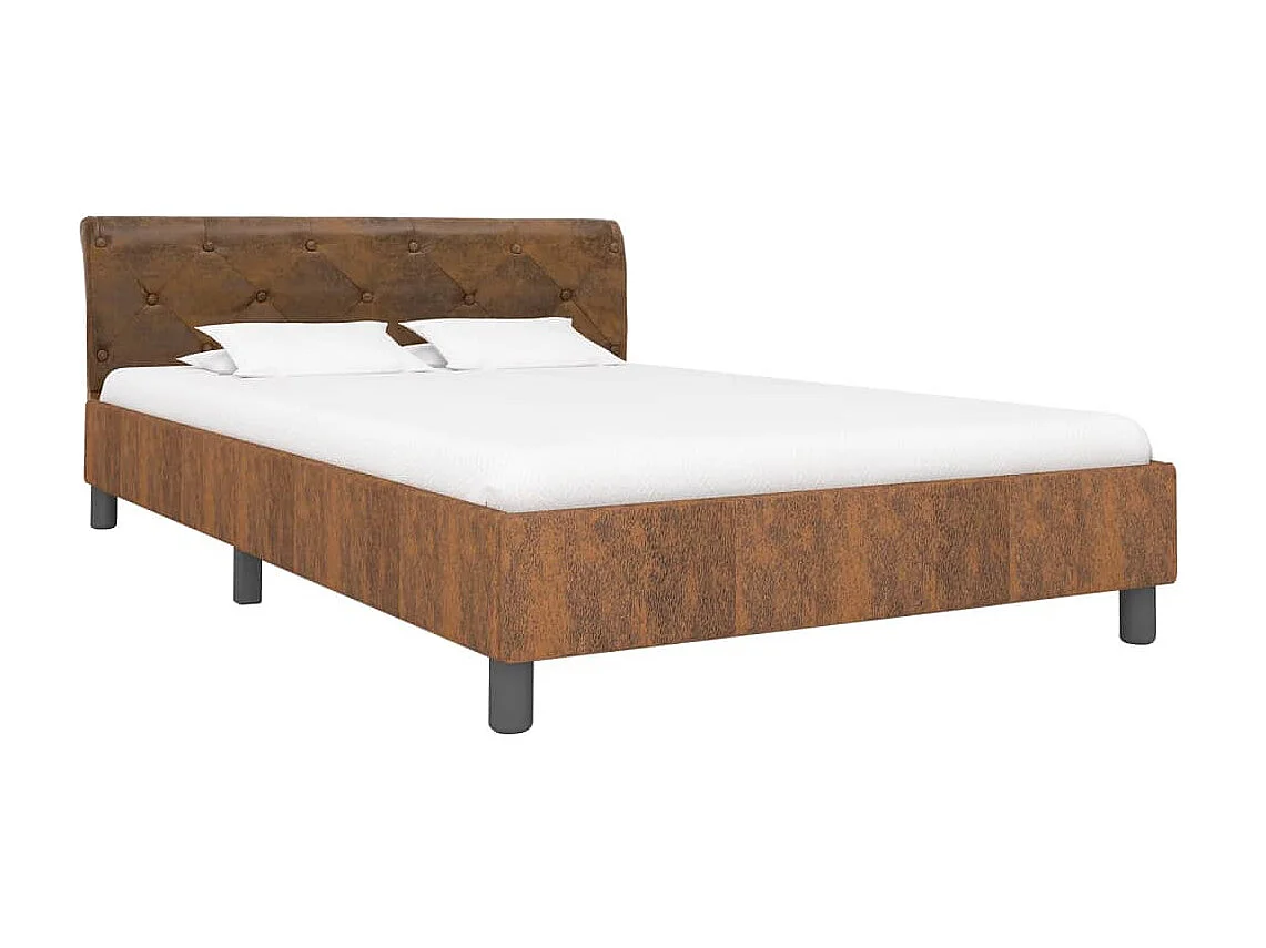 Cama 140x200 cm camurça artificial castanho PT383008