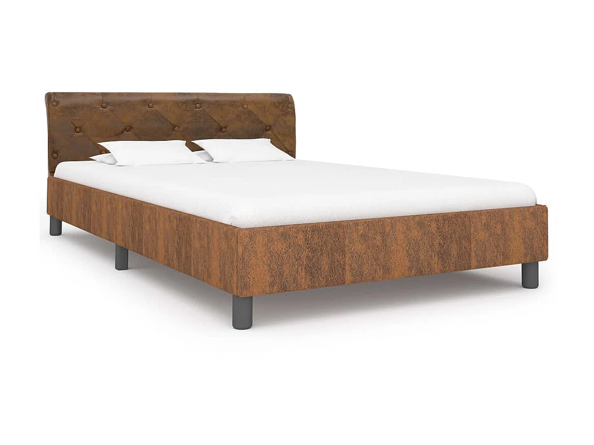 Cama 140x200 cm camurça artificial castanho PT383008