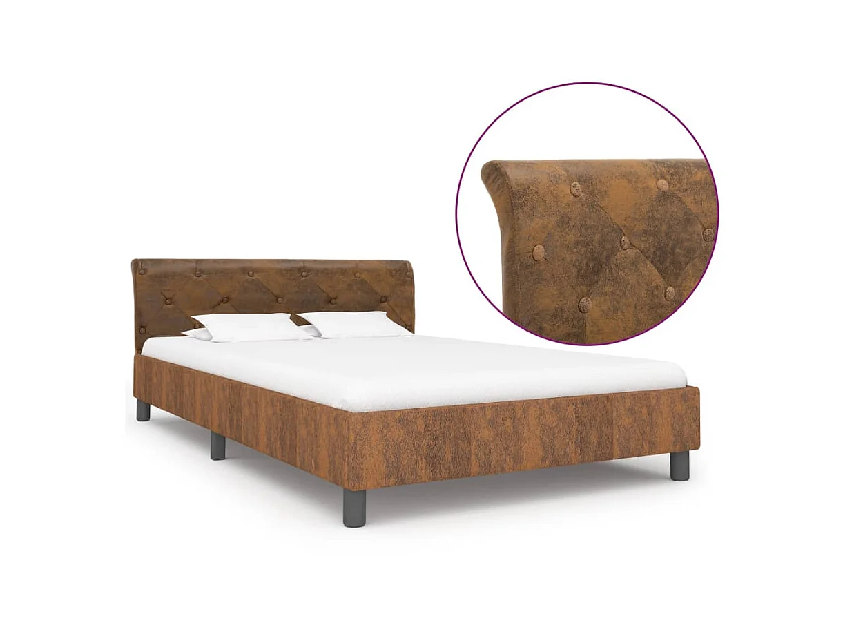 Lit-140x200 cm Marron Similicuir daim EGGB74285