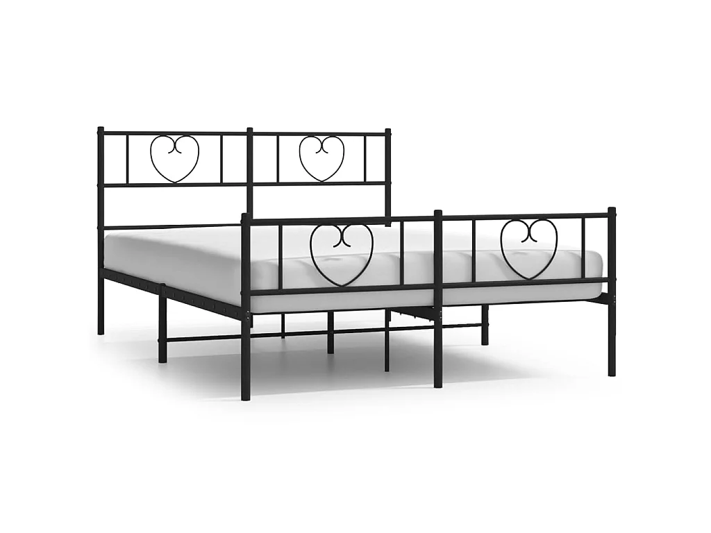 Lit-135x190 cm métal avec tête de lit/pied de lit noir EGGB72225