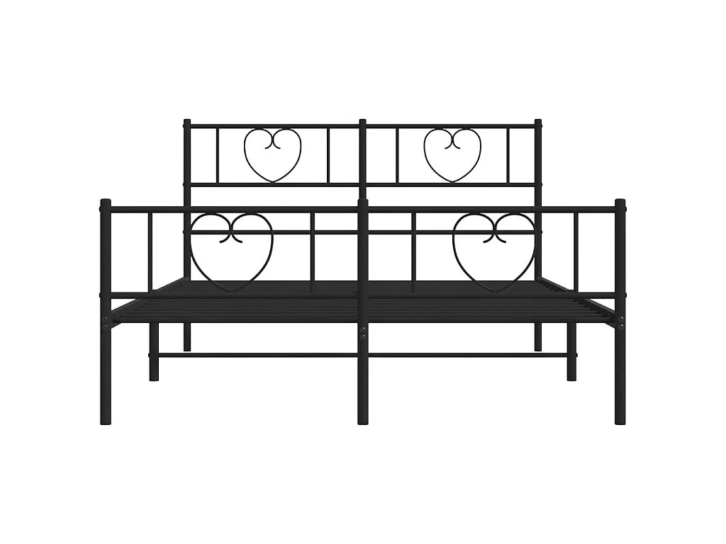 Lit-135x190 cm métal avec tête de lit/pied de lit noir EGGB72225