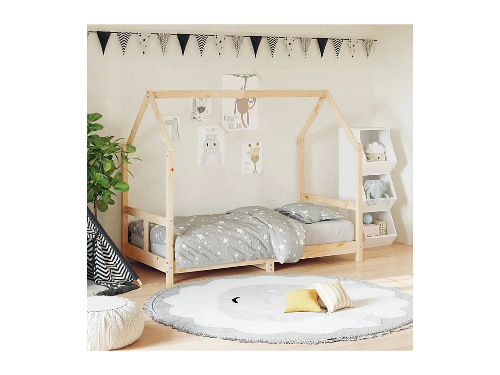 Lit-80x160 cm pour enfant bois de pin massif EGGB37100
