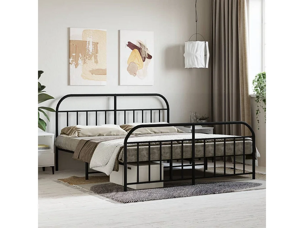 Bedframe met hoofd- en voeteneinde metaal zwart 180x200 cm NL84686