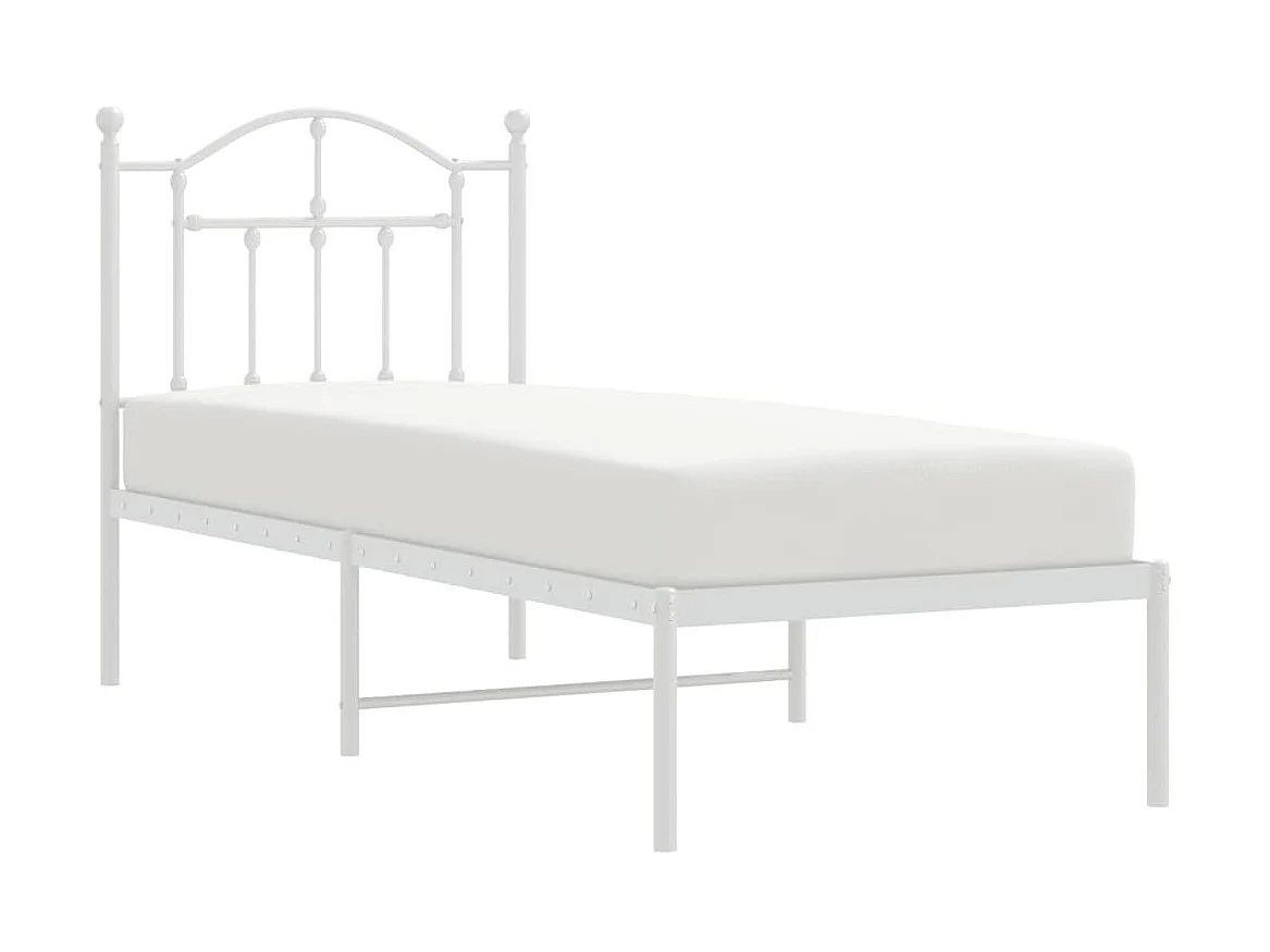 Lit-75x190 cm métal avec tête de lit blanc EGGB84342