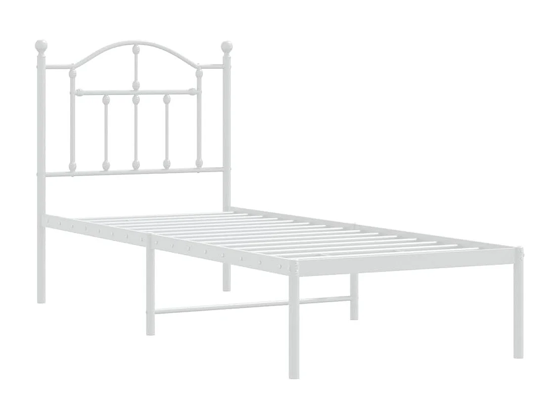 Lit-75x190 cm métal avec tête de lit blanc EGGB84342