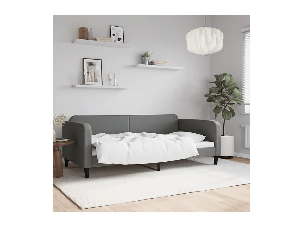 Lit-100x200 cm de repos gris foncé tissu EGGB67946