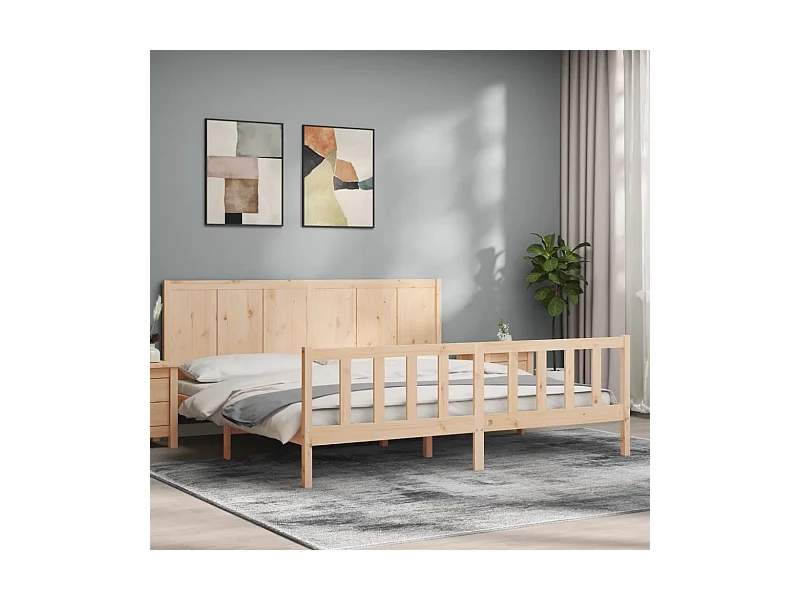 Lit-200x200 cm avec tête de lit bois massif EGGB78691